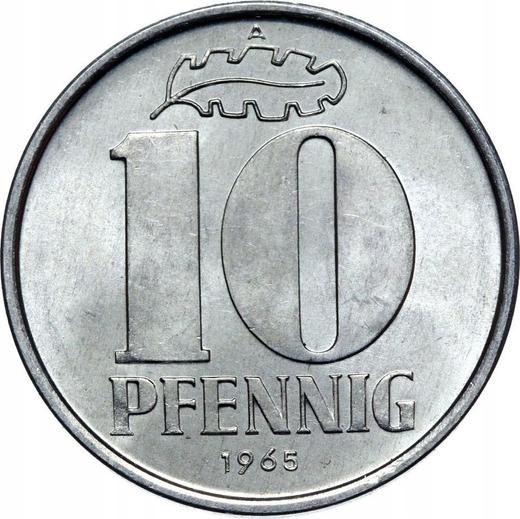 Аверс монеты - 10 пфеннигов 1965 года A - цена  монеты - Германия, ГДР