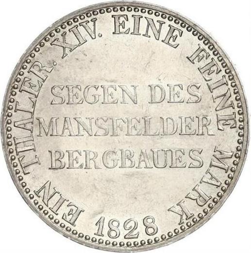 Реверс монеты - Талер 1828 года A "Горный" - цена серебряной монеты - Пруссия, Фридрих Вильгельм III