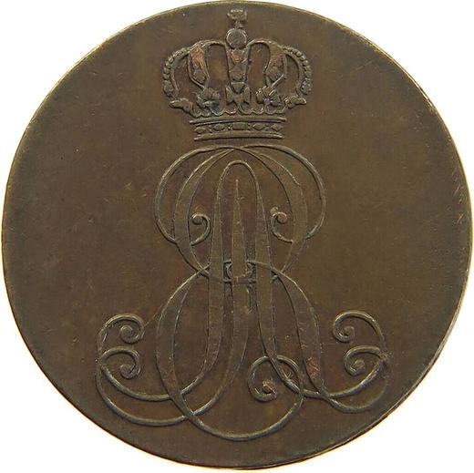 Аверс монеты - 2 пфеннига 1844 года S - цена  монеты - Ганновер, Эрнст Август
