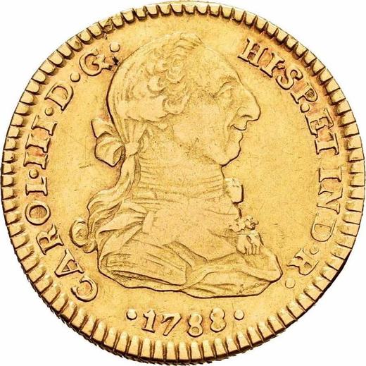Аверс монеты - 2 эскудо 1788 года Mo FM - цена золотой монеты - Мексика, Карл III