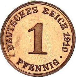 Anverso 1 Pfennig 1910 A "Tipo 1890-1916" - valor de la moneda  - Alemania, Imperio alemán