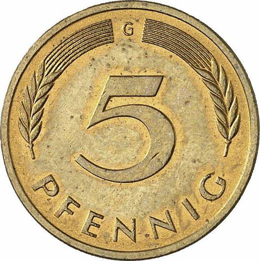 Awers monety - 5 fenigów 1991 G - cena  monety - Niemcy, RFN
