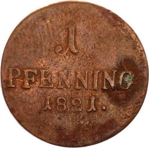 Реверс монеты - 1 пфенниг 1821 года - цена  монеты - Бавария, Максимилиан I