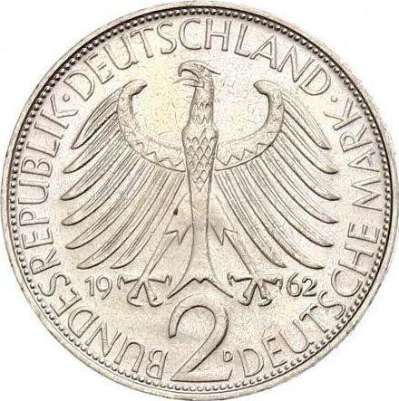 Реверс монеты - 2 марки 1962 года D "Планк" - цена  монеты - Германия, ФРГ