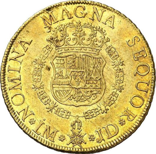 Revers 8 Escudos 1754 LM JD - Goldmünze Wert - Peru, Ferdinand VI