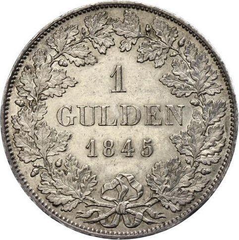 Реверс монеты - 1 гульден 1845 года - цена серебряной монеты - Бавария, Людвиг I