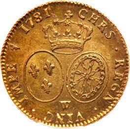 Реверс монеты - Двойной луидор 1781 года W Лилль - цена золотой монеты - Франция, Людовик XVI