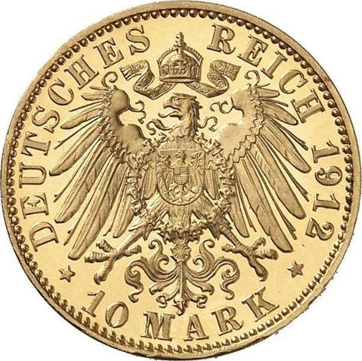 Reverso 10 marcos 1912 A "Prusia" - valor de la moneda de oro - Alemania, Imperio alemán