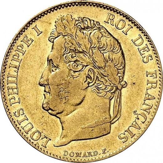 Аверс монеты - 20 франков 1832 года B "Тип 1832-1848" Руан - цена золотой монеты - Франция, Луи-Филипп I