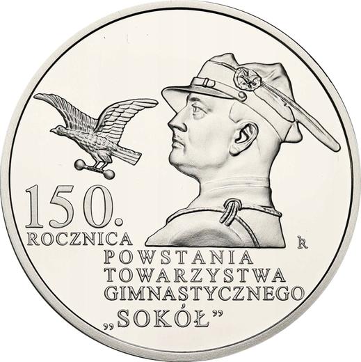 Reverso 10 eslotis 2017 MW "150 aniversario de la fundación de la Sociedad Gimnástica de Sokół" - valor de la moneda de plata - Polonia, República moderna