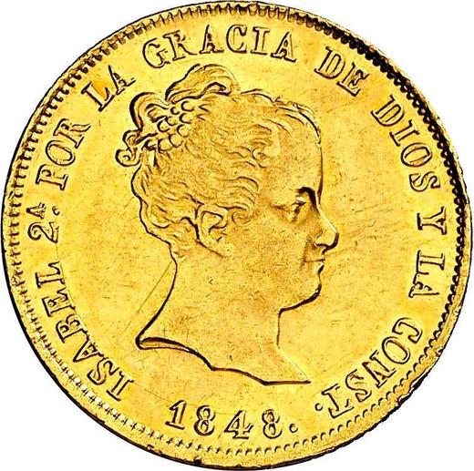 Аверс монеты - 80 реалов 1848 года S RD - цена золотой монеты - Испания, Изабелла II