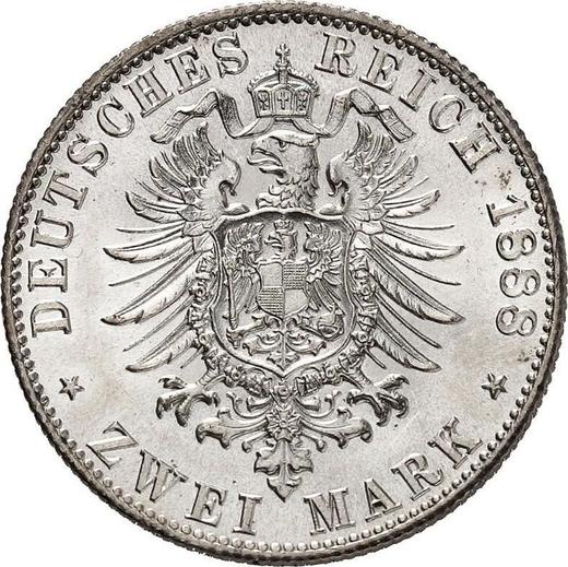 Reverso 2 marcos 1888 J "Hamburg" - valor de la moneda de plata - Alemania, Imperio alemán