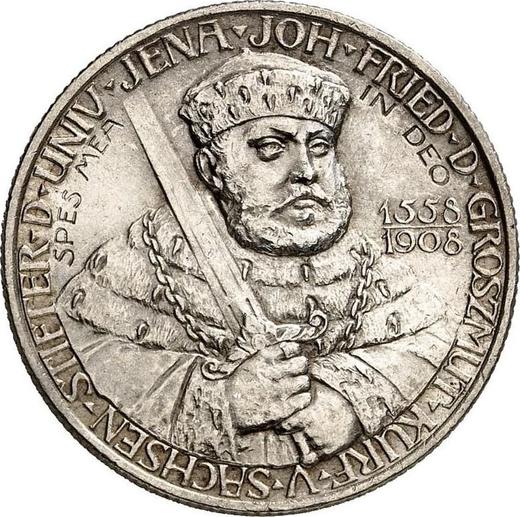Awers monety - 2 marki 1908 A "Saksonia-Weimar-Eisenach" Uniwersytet w Jenie - cena srebrnej monety - Niemcy, Cesarstwo Niemieckie