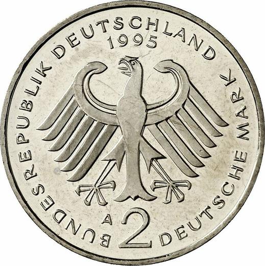 Reverse 2 Mark 1995 A "Willy Brandt" -  Coin Value - Germany, FRG