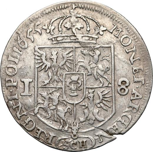 Rewers monety - Ort (18 groszy) 1655 IT SCH "Typ 1655-1658" - cena srebrnej monety - Polska, Jan II Kazimierz