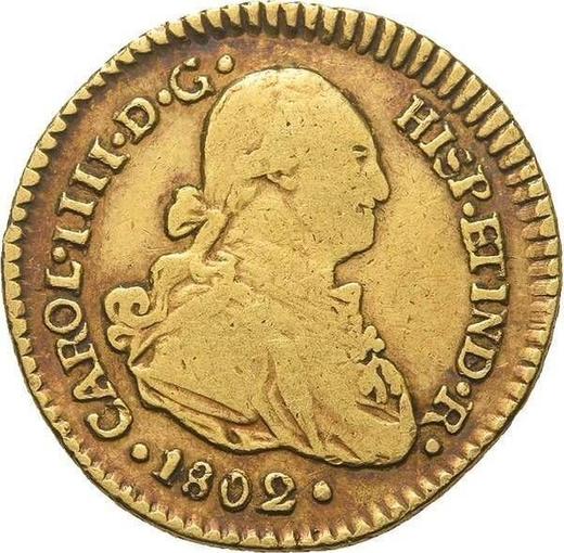 Anverso 1 escudo 1802 So JJ - valor de la moneda de oro - Chile, Carlos IV