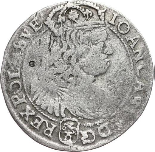 Anverso Szostak (6 groszy) Sin fecha (1648-1668) TLB "Retrato en marco redondo" - valor de la moneda de plata - Polonia, Juan II Casimiro