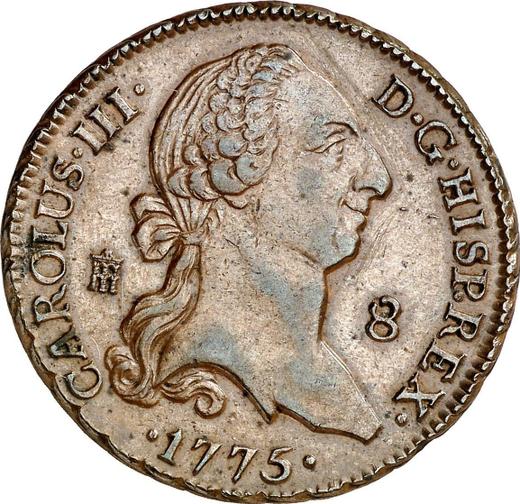 Awers monety - 8 maravedis 1775 - cena  monety - Hiszpania, Karol III