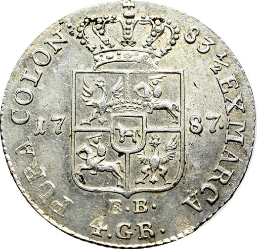 Реверс монеты - Злотовка (4 гроша) 1787 года EB - цена серебряной монеты - Польша, Станислав II Август