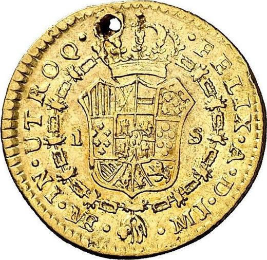 Reverse 1 Escudo 1779 MJ - Peru, Charles III