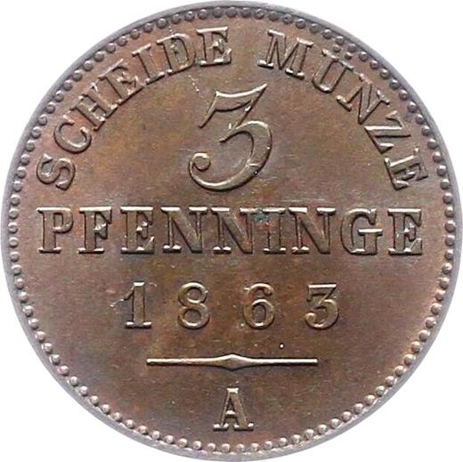 Reverso 3 Pfennige 1863 A - valor de la moneda  - Prusia, Guillermo I