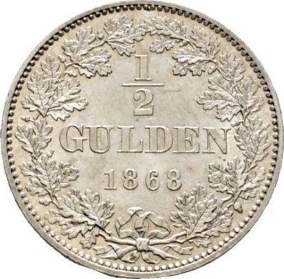 Rewers monety - 1/2 guldena 1868 - cena srebrnej monety - Wirtembergia, Karol I