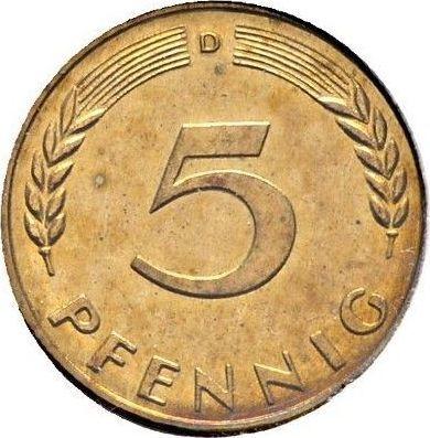 Аверс монеты - 5 пфеннигов 1950 года D - цена  монеты - Германия, ФРГ