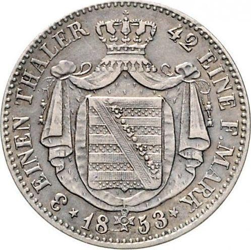 Reverso 1/3 tálero 1853 F - valor de la moneda de plata - Sajonia, Federico Augusto II