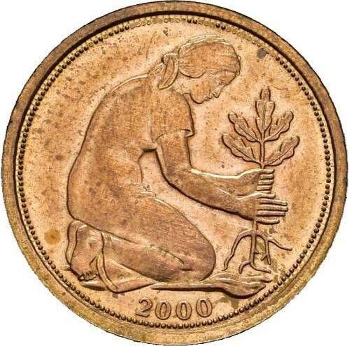 Аверс монеты - 50 пфеннигов 2000 года Латунь Реверс с обеих сторон - цена  монеты - Германия, ФРГ