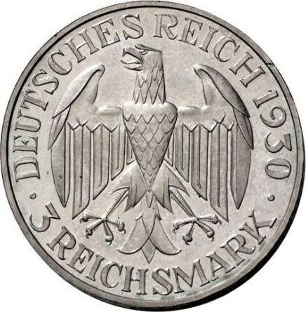 Anverso 3 Reichsmarks 1930 A "Zepelín" - valor de la moneda de plata - Alemania, República de Weimar