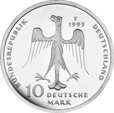 Реверс монеты - 10 марок 1995 года F "Генрих Лев" - цена серебряной монеты - Германия, ФРГ