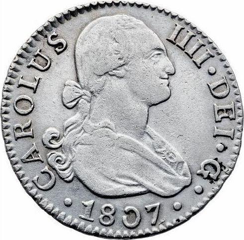 Аверс монеты - 2 реала 1807 года S CN - цена серебряной монеты - Испания, Карл IV