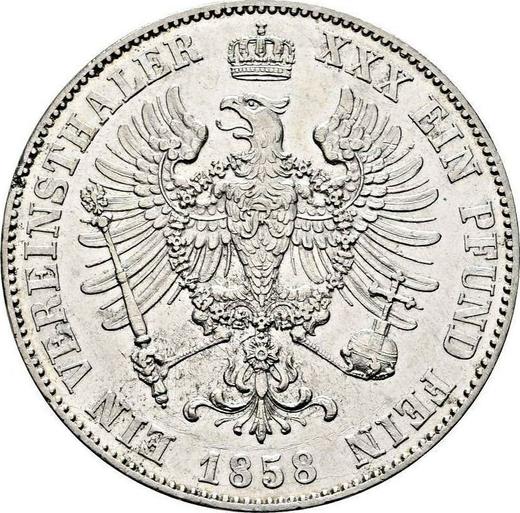 Реверс монеты - Талер 1858 года A - цена серебряной монеты - Пруссия, Фридрих Вильгельм IV