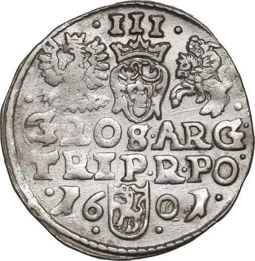 Реверс монеты - Трояк (3 гроша) 1601 года "Познаньский монетный двор" - цена серебряной монеты - Польша, Сигизмунд III Ваза
