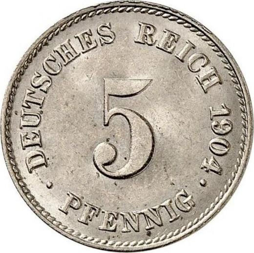 Аверс монеты - 5 пфеннигов 1904 года J "Тип 1890-1915" - цена  монеты - Германия, Германская Империя