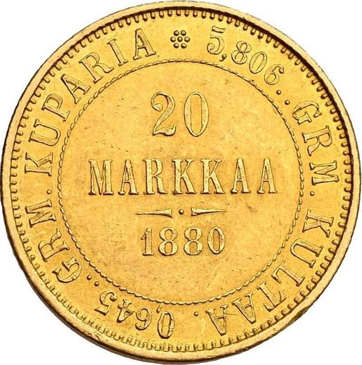 Reverso 20 marcos 1880 S - valor de la moneda de oro - Finlandia, Gran Ducado