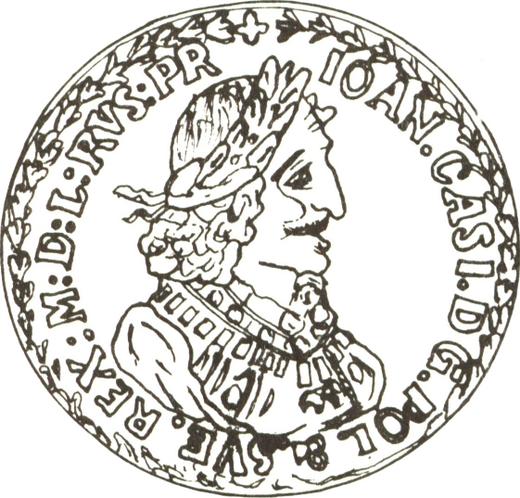 Аверс монеты - Пробные 10 дукатов (Португал) 1652 года CG - цена золотой монеты - Польша, Ян II Казимир