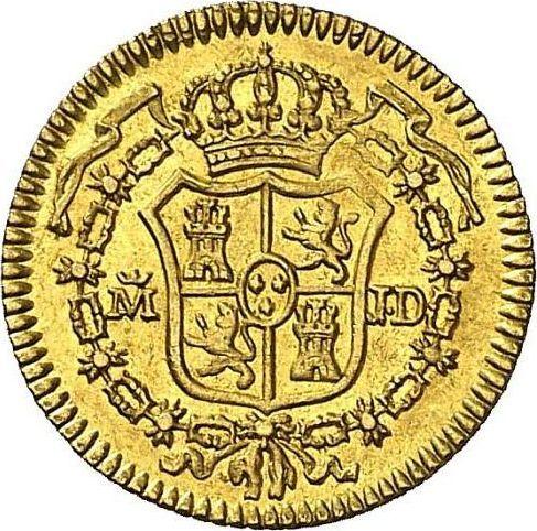 Reverse 1/2 Escudo 1783 M JD - Gold Coin Value - Spain, Charles III