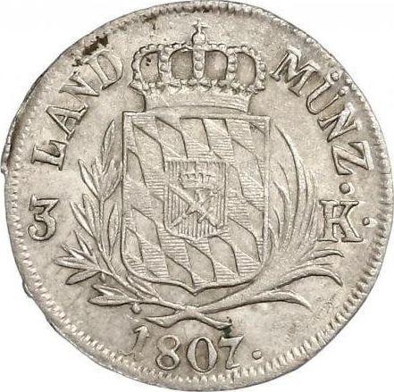 Rewers monety - 3 krajcary 1807 - cena srebrnej monety - Bawaria, Maksymilian I