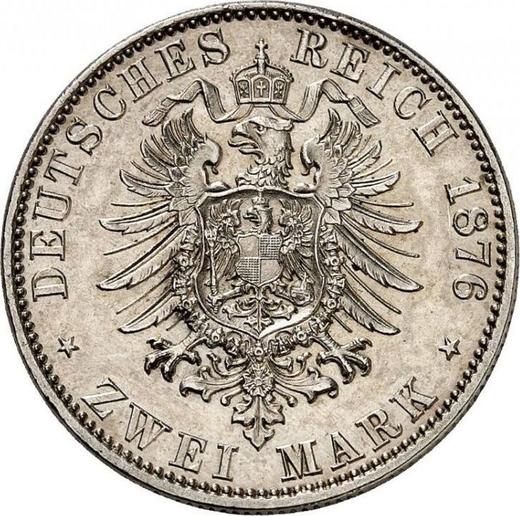 Reverso 2 marcos 1876 A "Mecklemburgo-Schwerin" - valor de la moneda de plata - Alemania, Imperio alemán