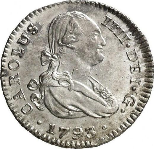 Аверс монеты - 1 реал 1793 года S CN - цена серебряной монеты - Испания, Карл IV