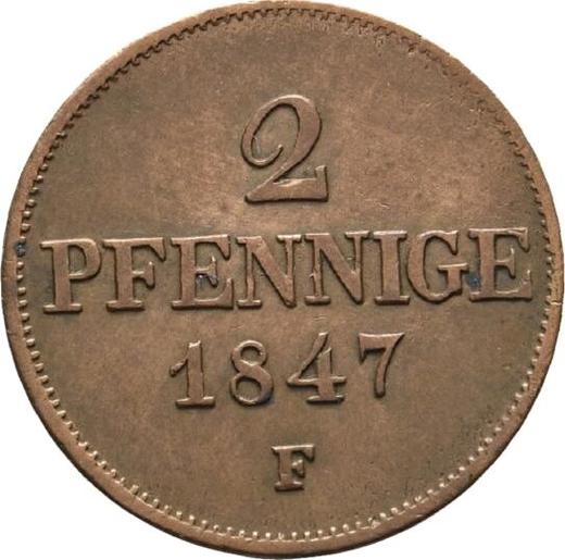 Reverse 2 Pfennig 1847 F -  Coin Value - Saxony-Albertine, Frederick Augustus II