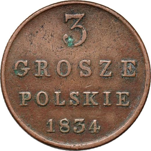 Reverso 3 groszy 1834 KG - valor de la moneda  - Polonia, Zarato de Polonia
