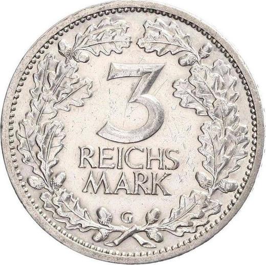 Reverso 3 Reichsmarks 1931 G - valor de la moneda de plata - Alemania, República de Weimar