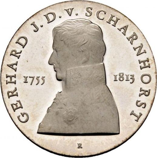 Awers monety - 10 marek 1980 "Scharnhorst" - cena srebrnej monety - Niemcy, NRD