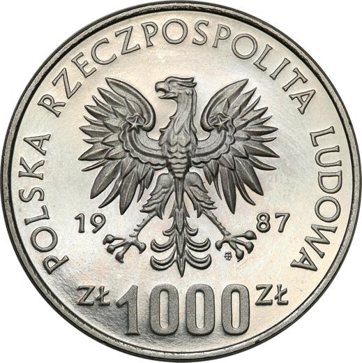 Аверс монеты - Пробные 1000 злотых 1987 года MW JD "Вроцлав" Никель - цена  монеты - Польша, Народная Республика