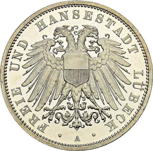 Аверс монеты - 3 марки 1912 года A "Любек" - цена серебряной монеты - Германия, Германская Империя