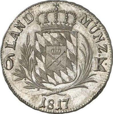 Реверс монеты - 6 крейцеров 1817 года - цена серебряной монеты - Бавария, Максимилиан I