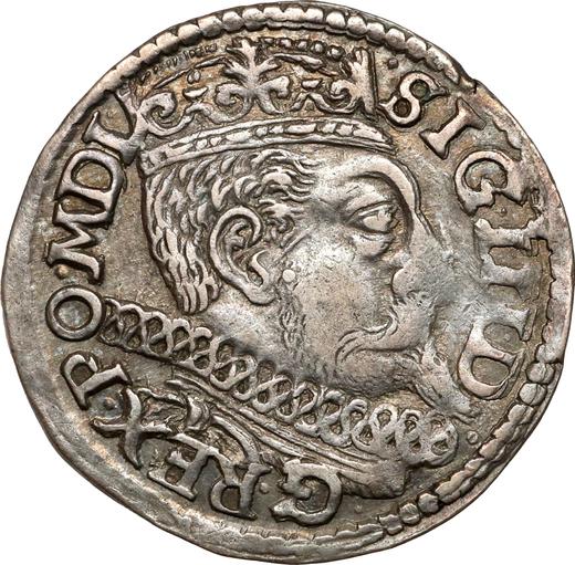 Аверс монеты - Трояк (3 гроша) 1600 года "Познаньский монетный двор" - цена серебряной монеты - Польша, Сигизмунд III Ваза