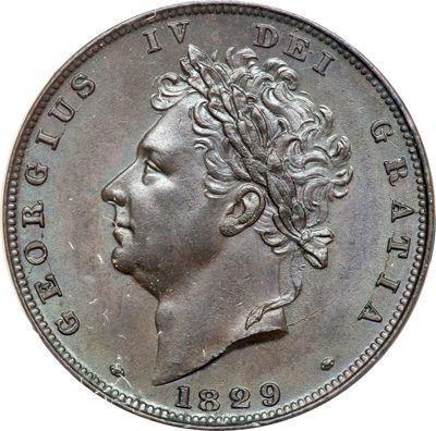 Аверс монеты - Фартинг 1829 года - цена  монеты - Великобритания, Георг IV